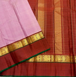 Load image into Gallery viewer, Classic Baby Pink &amp; Brown 1gm Silver Zari Checks Korvai Elegance Kanchipuram Handloom Silk Saree SS27560
