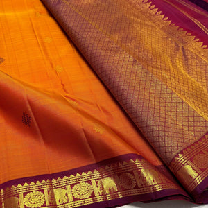 Classic Tangerine Orange Double Warp Elegance Kanjivaram Handloom Silk Saree SS23193