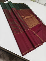 Load image into Gallery viewer, Classic Ruby Pink &amp; Brownish Green 2gm Zari Vintage Elegance Kanchipuram Handloom Silk Saree SS25262

