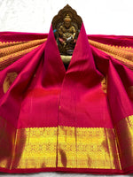 Load image into Gallery viewer, Classic Ruby Pink 2gm Zari Elegance Kanchipuram Silk Saree SS24014
