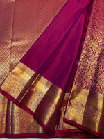 Load image into Gallery viewer, Classic Berry Wine Red Elegance Semi Tissue Kanchipuram Handloom Silk Saree SS27860
