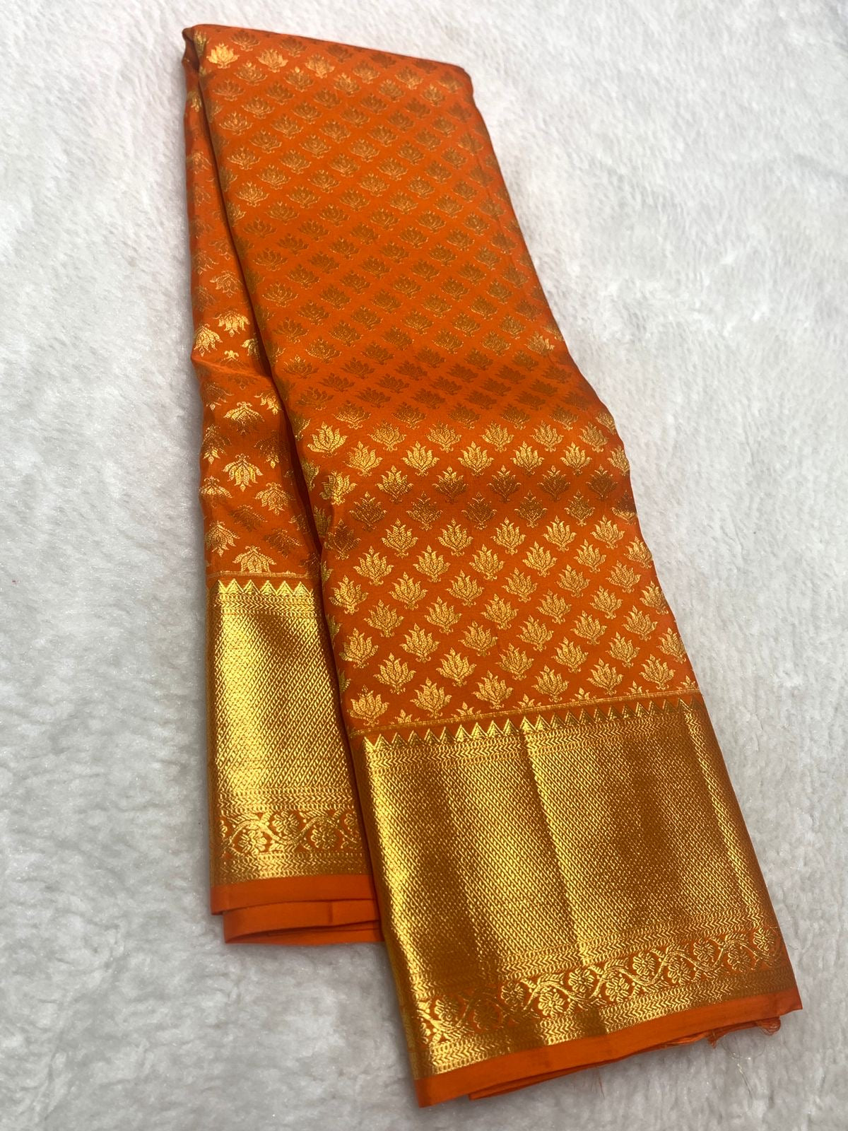 Classic Orange 2gm Zari Bridal Elegance Kanchipuram Handloom Silk Saree SS25817