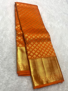 Classic Orange 2gm Zari Bridal Elegance Kanchipuram Handloom Silk Saree SS25817