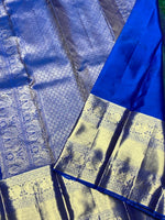 Load image into Gallery viewer, Classic Green &amp; Royal Blue 2gm Zari Bridal Elegance Kanchipuram Handloom Silk Saree SS25268
