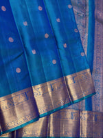 Load image into Gallery viewer, Classic Teal Blue 2gm Zari Elegance Kanchipuram Handloom Silk Saree SS27087
