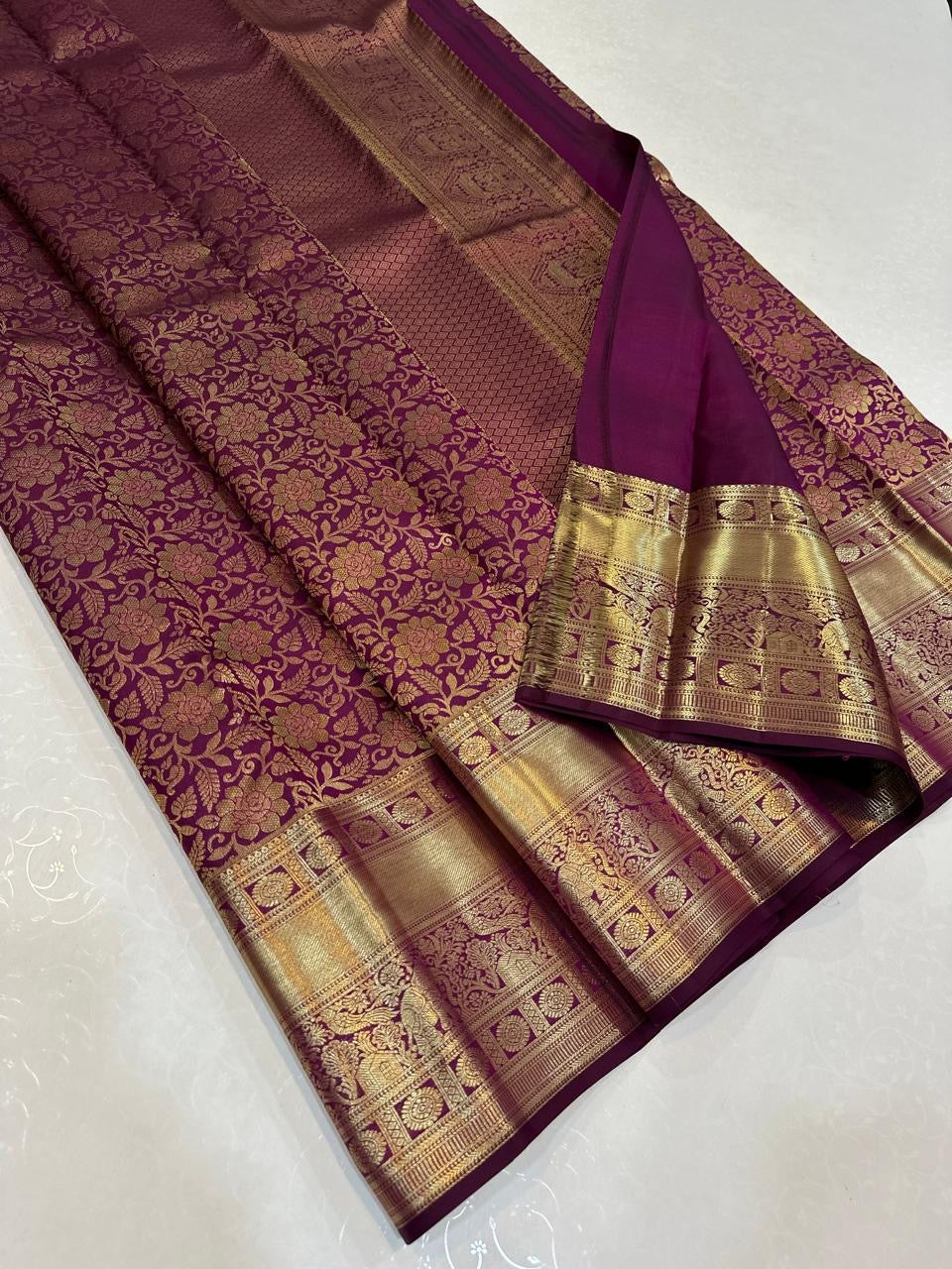 Classic Wine Red Bridal Elegance Kanchipuram Handloom Silk Saree SS26639