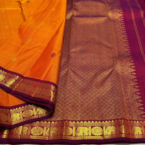 Classic Tangerine Orange Double Warp Elegance Kanjivaram Handloom Silk Saree SS23193