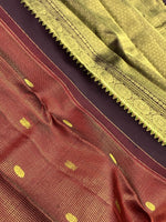 Load image into Gallery viewer, Classic Burnt Orange &amp; Espresso Brown 2gm Zari Elegance Kanchipuram Handloom Silk Saree SS27032

