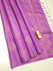 Classic Lilac Elegance Handloom Soft Silk Saree SS24193