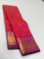 Load image into Gallery viewer, Classic Orange Pink &amp; Vadamalli 2gm Zari Kanchipuram Handloom Silk Saree SS25971
