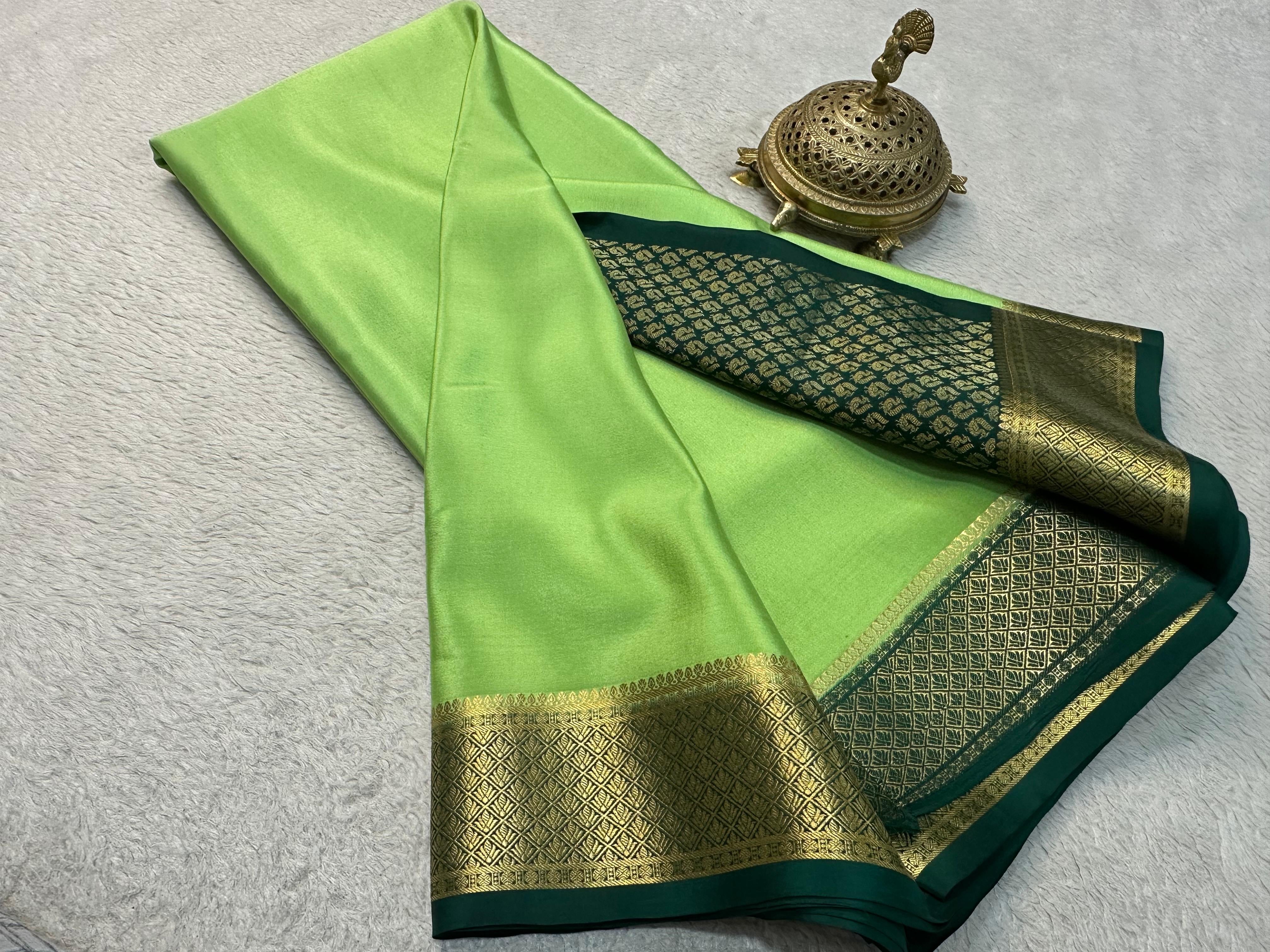 Classic Pastel Green Elegance Mysore Silk Saree SS24641