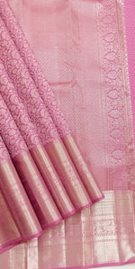 Load image into Gallery viewer, Classic Pastel Pink Silver Zari Elegance Kanchipuram Handloom Silk Saree SS24241
