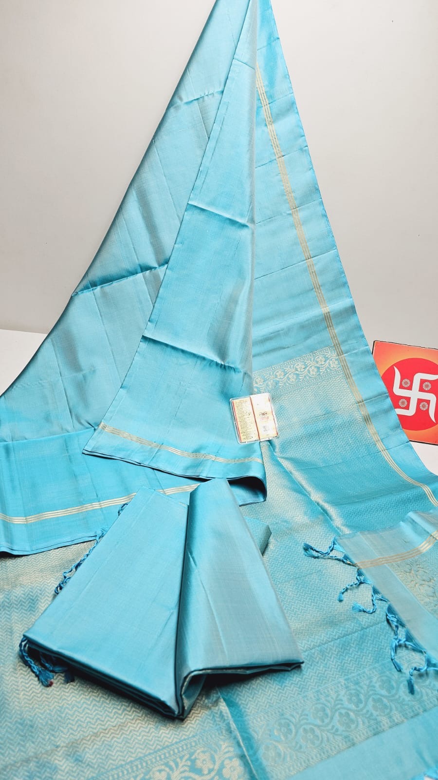 Classic Sky Blue Handloom Soft Silk Saree SS22886