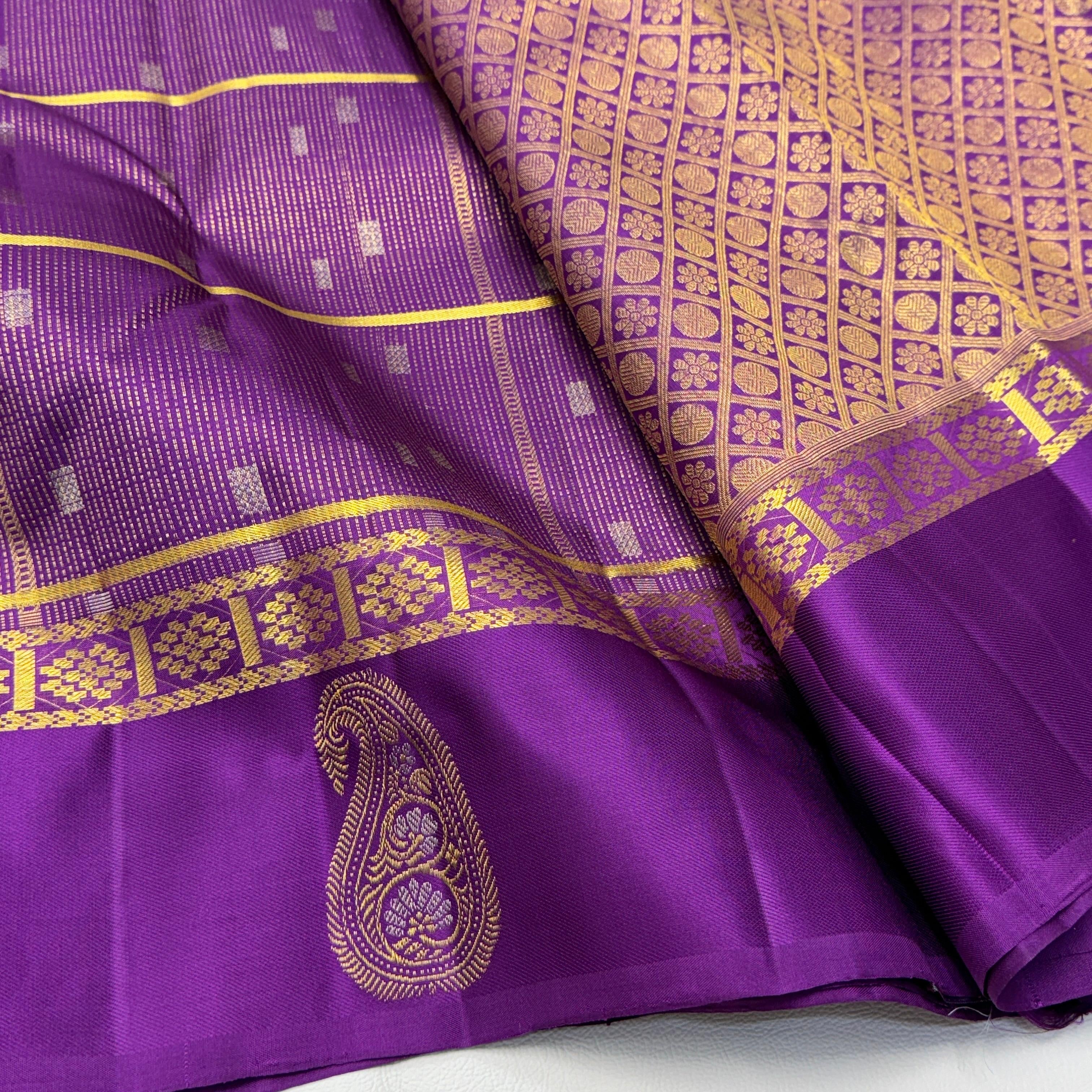 Classic Eminence Violet 1gm Zari Elegance Kanchipuram Handloom Silk Saree SS24184