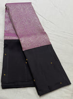 Load image into Gallery viewer, Classic Pink &amp; Shadow Black 2gm Zari Elegance Kanchipuram Handloom Silk Saree SS25198
