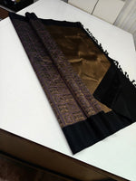 Load image into Gallery viewer, Classic Charcoal Black 2gm Zari Bridal Brocade Elegance Kanchipuram Handloom Silk Saree SS28644
