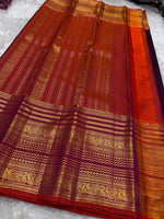 Load image into Gallery viewer, Classic Plum &amp; Orange Bridal Elegance Kanchipuram Handloom Silk Saree SS27254

