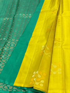 Classic Lime Green & Jade Green 1gm Zari Elegance Kanchipuram Handloom Silk Saree SS23543