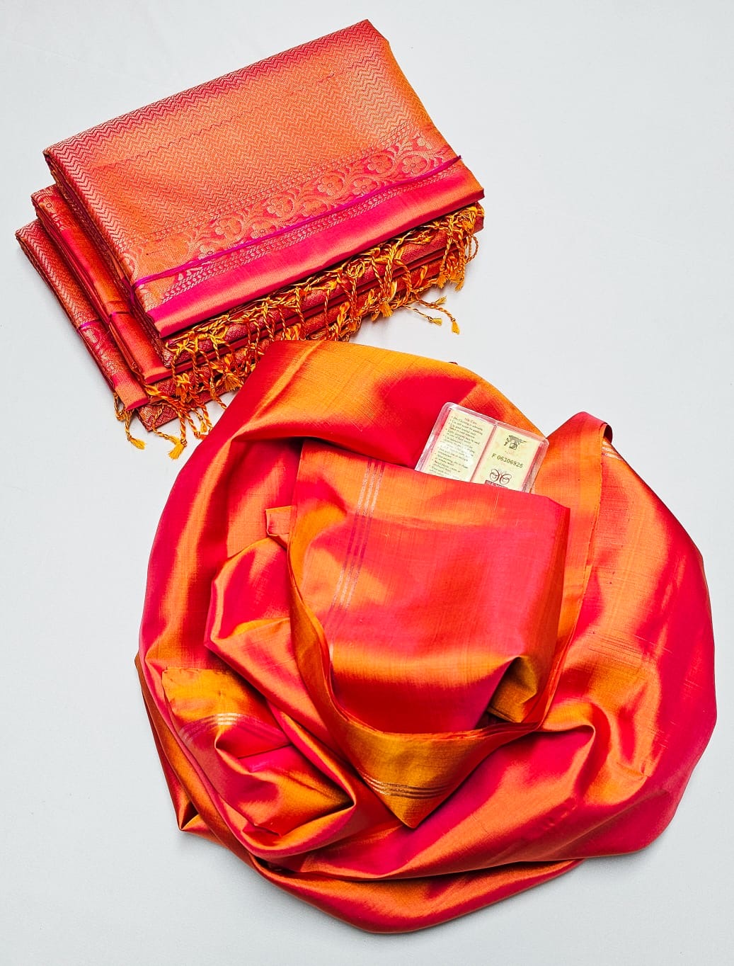 Classic Orange Delight Elegance Handloom Kanchipuram Soft Silk Saree SS22480