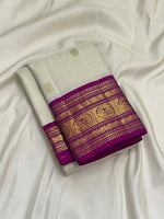 Load image into Gallery viewer, Classic Cream &amp; Wine Red 2gm Zari Vaira Oosi Zari Butta Elegance Kanchipuram Handloom Silk Saree SS28303
