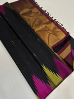 Load image into Gallery viewer, Classic Charcoal Black Temple Border Elegance Kanchipuram Handloom Silk Saree SS27922
