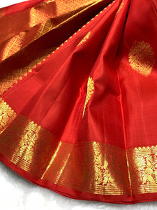 Classic Orange Elegance Kanchipuram Handloom Silk Saree SS25433
