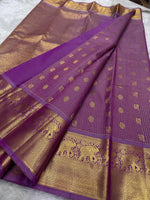 Load image into Gallery viewer, Classic Pastel Lavender Elegance Kanchipuram Handloom Silk Saree SS27241
