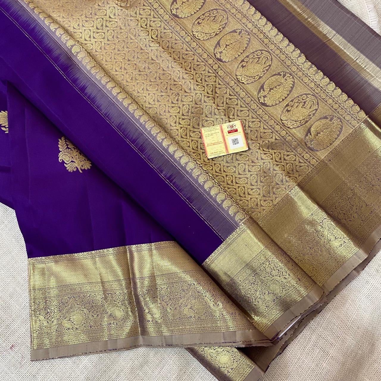 Classic Deep Violet  Kanchipuram Handloom Silk Saree SS26392