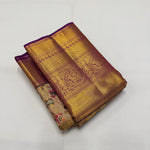 Load image into Gallery viewer, Classic Gold &amp; Vadamalli Purple Korvai Border 1gm Zari Meena Floral Bridal Elegance Kanchipuram Tissue Handloom Silk Saree SS25353
