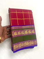 Load image into Gallery viewer, Classic Burnt Orange &amp; Violet 2gm Zari Elegance Kanchipuram Handloom Silk Saree SS27141
