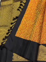 Load image into Gallery viewer, Classic Burnt Orange &amp; Charcoal Black 2gm Zari Elegance Kanchipuram Handloom Silk Saree SS24692
