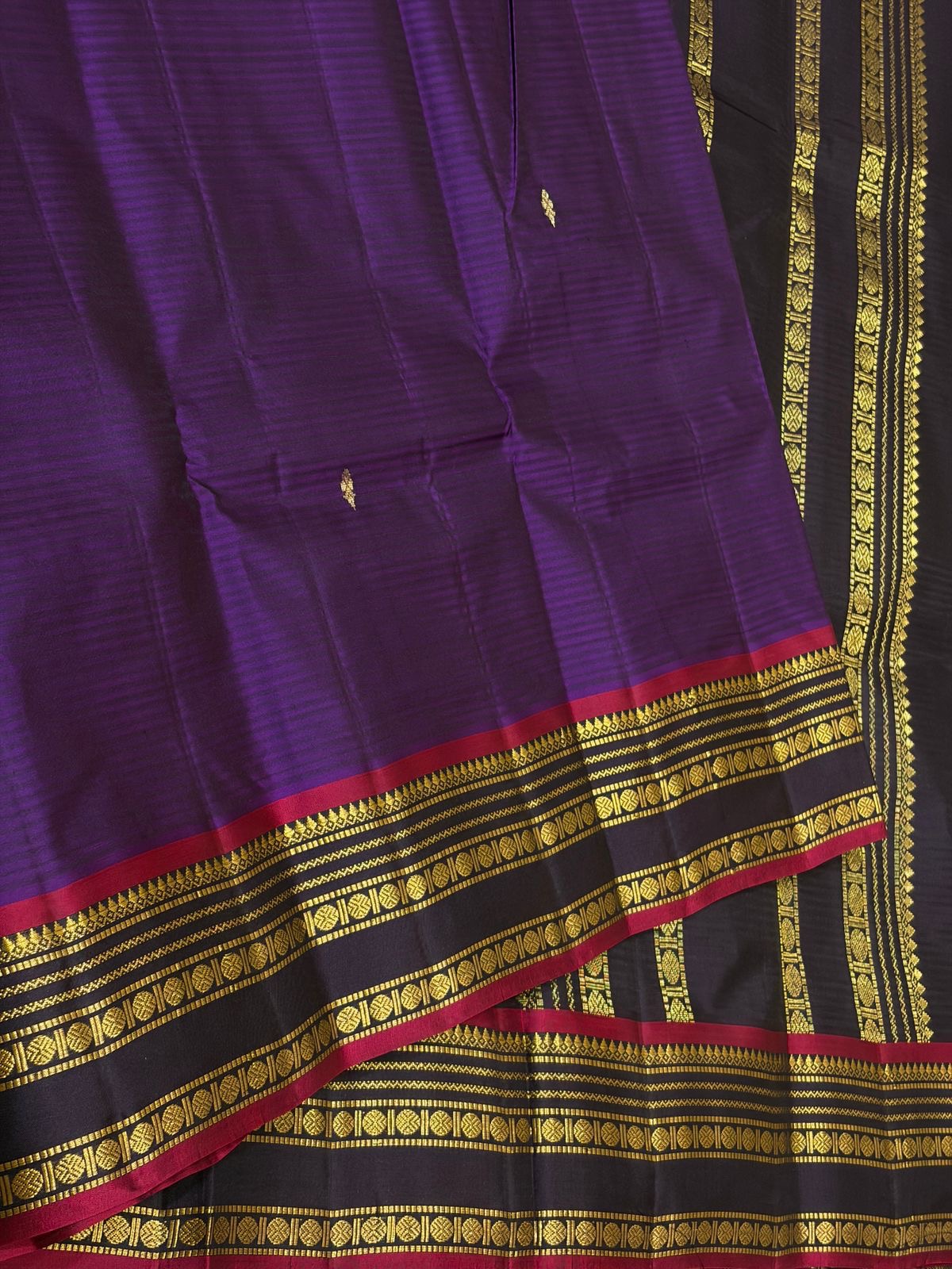 Classic Russian Violet & Black Traditional Butta Kanchipuram Handloom Silk Saree SS26597