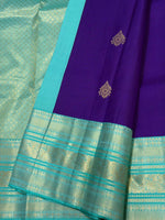 Load image into Gallery viewer, Classic Berry Violet &amp; Aqua 1gm Zari Elegance Kanchipuram Handloom Silk Saree SS28077
