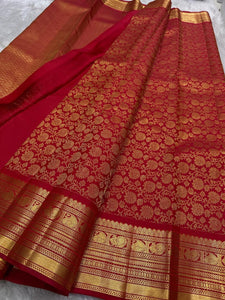 Classic Scarlet Red Bridal Elegance Kanchipuram Handloom Silk Saree SS26222
