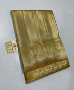 Load image into Gallery viewer, Classic Shimmer Gold &amp; Mustard Bridal Elegance Kanchipuram Tissue Handloom Silk Saree SS25716
