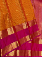 Load image into Gallery viewer, Classic Mustard Orange &amp; Fuchsia Pink 2gm Zari Vaira Oosi Elegance Kanchipuram Handloom Silk Saree SS25329

