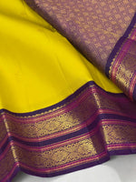 Load image into Gallery viewer, Classic Sunny Yellow &amp; Violet 2gm Zari Bridal Elegance Kanchipuram Tissue Handloom Silk Saree SS24767
