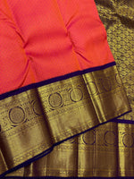 Load image into Gallery viewer, Classic Tomato Red &amp; Navy Blue 2gm Zari Elegance Kanchipuram Handloom Silk Saree SS24691
