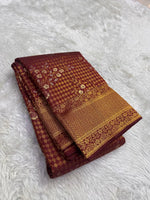 Load image into Gallery viewer, Classic Cherry Red Bridal Elegance Kanchipuram Handloom Silk Saree SS27629
