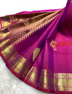 Classic Wine Red 2gm Zari Bridal Elegance Kanchipuram Handloom Silk Saree SS24774