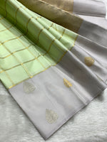 Load image into Gallery viewer, Classic Grey &amp; Lime 2gm Zari Kanchipuram Handloom Silk Saree SS25930
