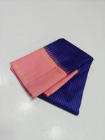 Load image into Gallery viewer, Classic Navy Blue &amp; Pink 2gm Zari Korvai Elegance Kanchipuram Handloom Silk Saree SS27102
