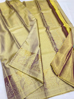 Load image into Gallery viewer, Classic Golden Beige Bridal Elegance Kanchipuram Handloom Silk Saree SS25631
