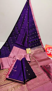Classic Violet & Nude Pink Sorbet Double Warp Elegance Handloom Soft Silk Saree SS20605
