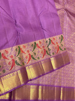 Load image into Gallery viewer, Classic Lilac 2gm Zari Paithani Vaira Oosi Checks Kanchipuram Handloom Silk Saree SS26504
