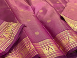 Load image into Gallery viewer, Classic Jamun Plum 2gm Zari Vaira Oosi Lines Elegance Kanchipuram Handloom Silk Saree SS28184
