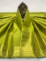 Load image into Gallery viewer, Classic Olive Green 2gm Zari Bridal Elegance Kanchipuram Handloom Silk Saree SS28256
