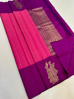 Load image into Gallery viewer, Dark Pink &amp; Purple Elegance Kanchipuram Handloom Silk Saree SS25341

