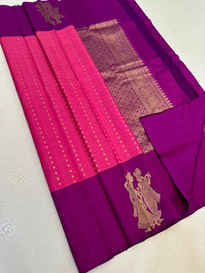 Dark Pink & Purple Elegance Kanchipuram Handloom Silk Saree SS25341