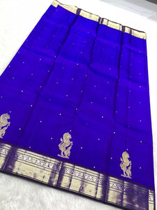 Classic Robin Blue 2gm Zari Kanchipuram Handloom Silk Saree SS26500